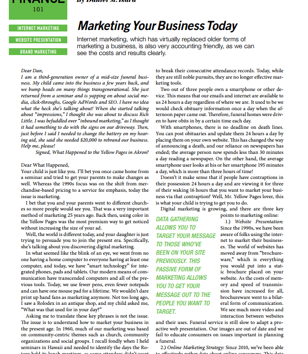 Funeral And Cemetery Consultants Dan Isard Accounting 1