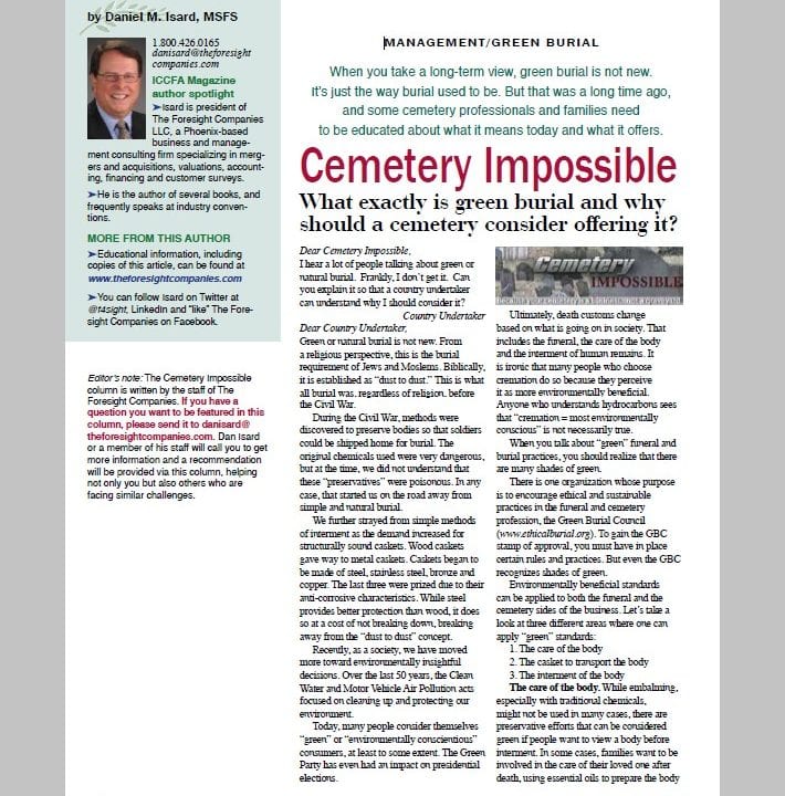 Funeral And Cemetery Consultants Dan Isard Cem Imp