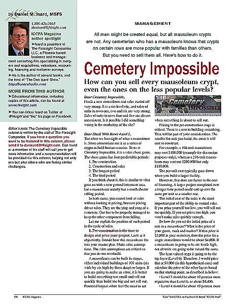 Funeral And Cemetery Consultants Dan Isard CI April 2016