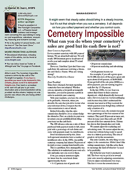 Funeral And Cemetery Consultants Dan Isard CI Augsept 2016
