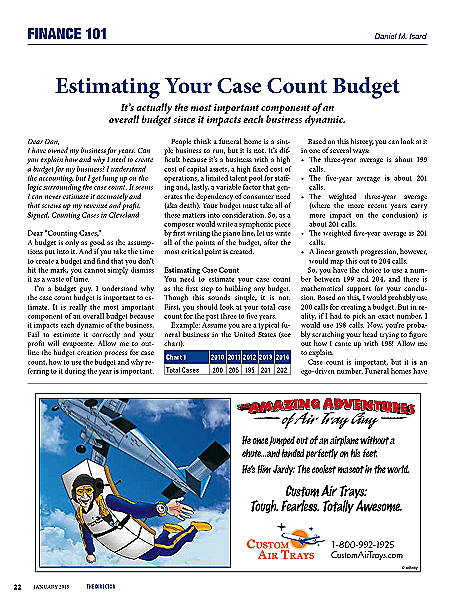 Funeral And Cemetery Consultants Dan Isard Estimating Your Case Count Budget Finance 101 January 2015