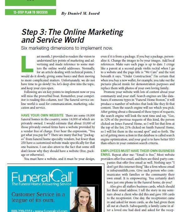 Funeral And Cemetery Consultants Dan Isard Finance 101 The Online Marketing And Service World