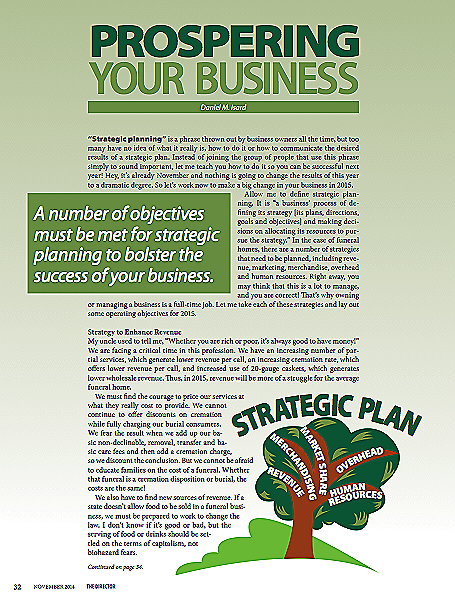 Funeral And Cemetery Consultants Dan Isard Prospering Your Business The Director November 2014