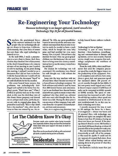 Funeral And Cemetery Consultants Dan Isard Re Engineering Your Technology November 2014 Director Finance 101