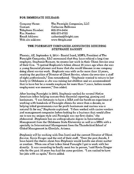 Funeral And Cemetery Consultants Dan Isard Stephanie Ramsey Press Release