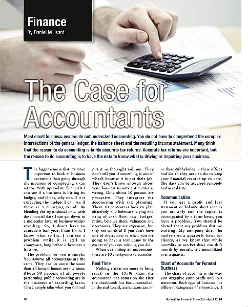 Funeral And Cemetery Consultants Dan Isard The Case For Accountants April14Afd