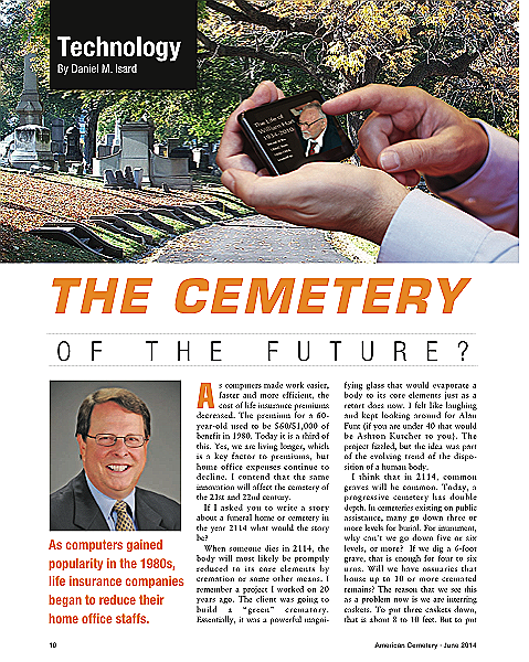 Funeral And Cemetery Consultants Dan Isard The Cemetery Of The Future June 2014 Cem