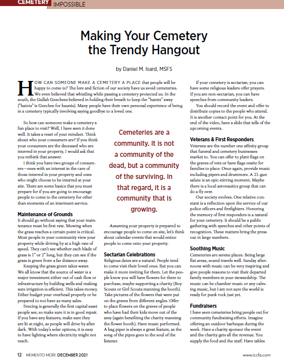 Cover of Making Your Cemetery the Trendy Hangout document